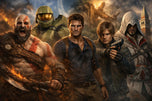 Video Game Icons Collage Wall Art Poster | Landscape