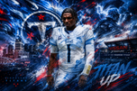 Cam Ward Tennessee Titans Cityscape Wall Art Poster | Landscape