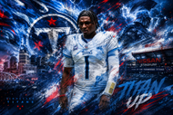 Cam Ward Tennessee Titans Cityscape Wall Art Poster | Landscape