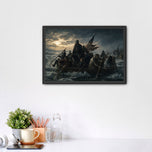 Horror Icons Crossing the Delaware Wall Art Poster | Landscape