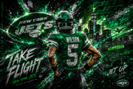 Garrett Wilson New York Jets Cityscape Wall Art Poster | Landscape