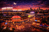 Wrigley Field MLB Chicago Skyline Wall Art Poster | Landscape