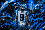 Bryce Young Carolina Panthers Cityscape Wall Art Poster | Landscape