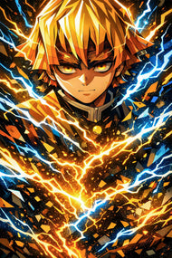 Zenitsu Thunder Breathing Demon Slayer Anime Wall Art Poster | Portrait