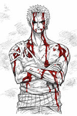 Roronoa Zoro One Piece Anime Sketch Style Wall Art Poster | Portrait