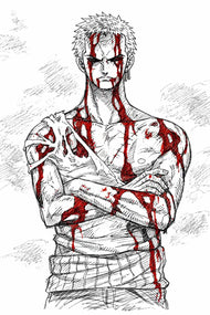 Roronoa Zoro One Piece Anime Sketch Style Wall Art Poster | Portrait